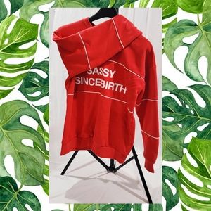 Sweatshirt, Vibrant Red, 'Sassy Since Birth'